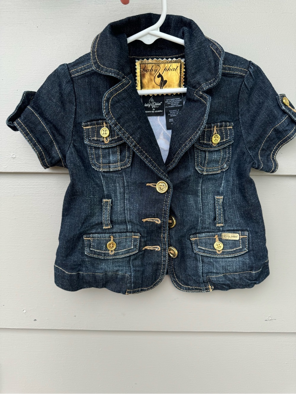 Baby Phat Girls' Dark Denim Short-Sleeve Jacket y2k